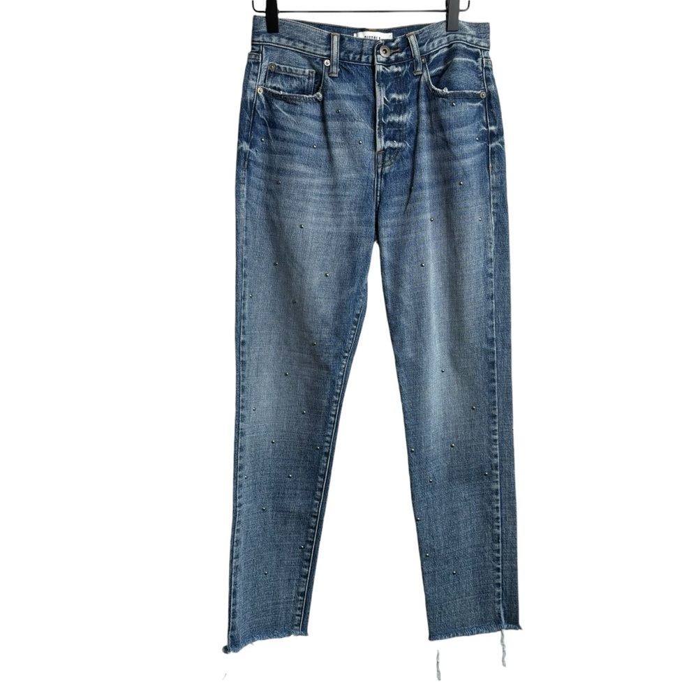 Pistola Straight Leg Jeans Silver‎ Metal Beaded Embellishment Distressed size 27